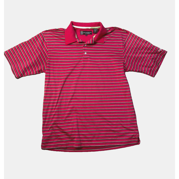 St Andrews Scotland Golf Course Pink Striped Mens Polo Medium - Picture 1 of 8